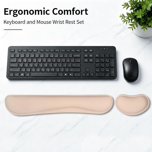 Bloss Leather Desk Pad and Keyboard Wrist Rest, Large Mouse Pad + Keyboard Pad+Mouse Wrist Support, Non-Slip Desk Mat Protector for Office, Home(31.5×15.7 Inches,Beige) - Colors B