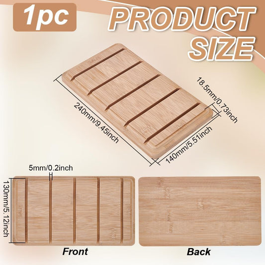 FINGERINSPIRE Wooden Clipboard Holder 9.45x5.5x0.7inch PapayaWhip Color Bamboo Clipboard Holder with 5 Slots Rectangle Bamboo Organizer Stand for Documents Office Classroom Tabletop Display