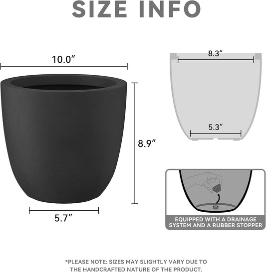 Kante 8.9" H x 10" W Small Concrete Planter, Compact Desktop Plant Pot with Drainage Hole & Rubber Plug – Lightweight Breathable Cement Container for Succulents, Cactus, Herbs, Indoor Outdoor, Gift