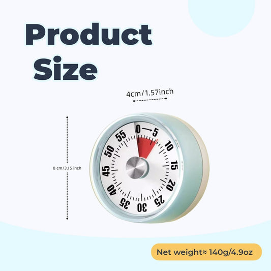 Kitchen Timer,Visual Timer,100% Mechanical Desk Timer,No Batteries Required,Magnetic Stand Back,Kitchen timers for Cooking,lso Magnetic for Classroom, Homeschooling Study Tool, Task Reminder.