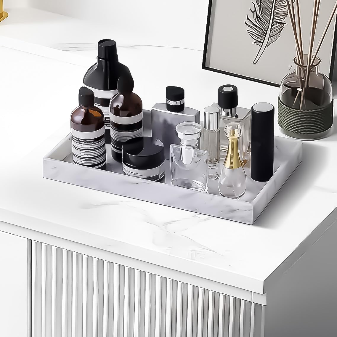 2PCS 7.87” L x 3.93” W Silicone Soap Dispenser Trays, countertop Tray for Kitchen Counter, Toilet, Small Black Tray for Scrubber, Lotion Bottles, Perfume, Jewelry, Candle, Key Trinket Ring-Black