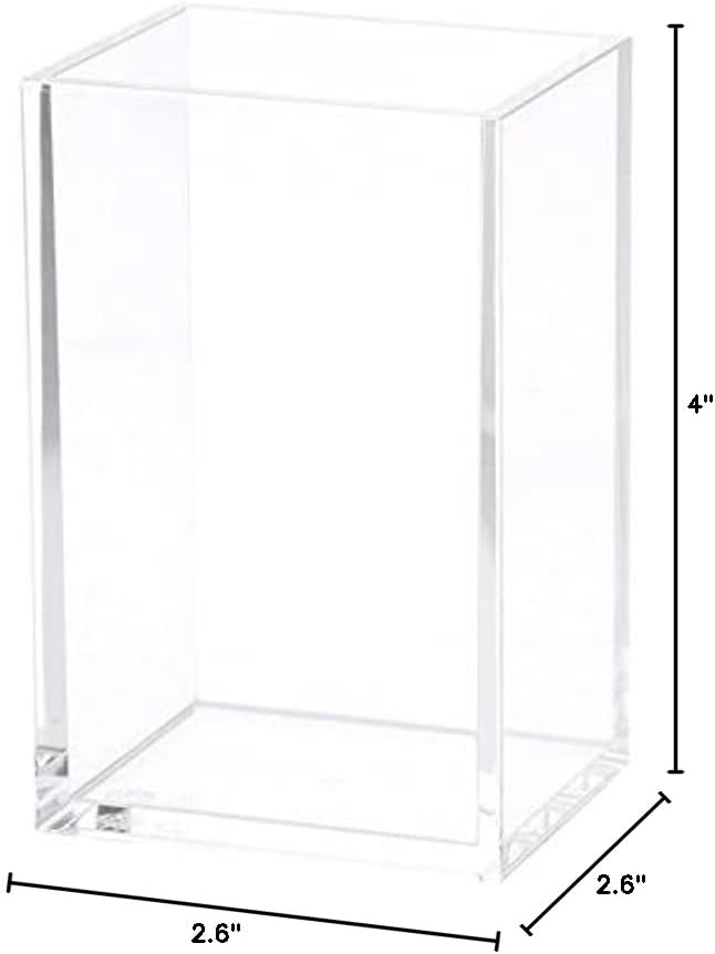 Clear Acrylic Pencil Pen Holder Cup, Clear Makeup Brush Holder, Acrylic Desk Accessories, Stationery Organizer for Office Desk Accessory