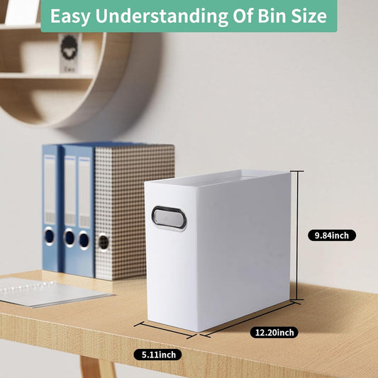 Collapsible File Organizer Box with Handle, Filing Organizer for Home or Office, Small Portable File Box(White)