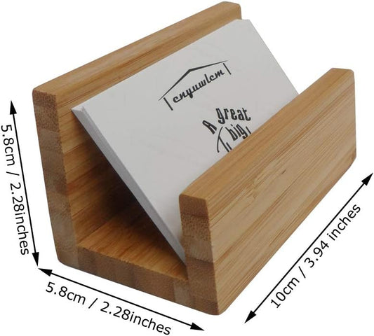 1 Pack Bamboo Wood Desktop Business Card Holder for Desk Sturdy Business Card Display Stand for Office Suitable for Men Women