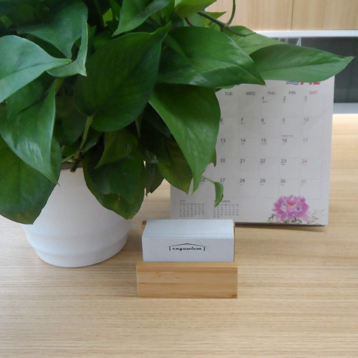 1 Pack Bamboo Wood Desktop Business Card Holder for Desk Sturdy Business Card Display Stand for Office Suitable for Men Women