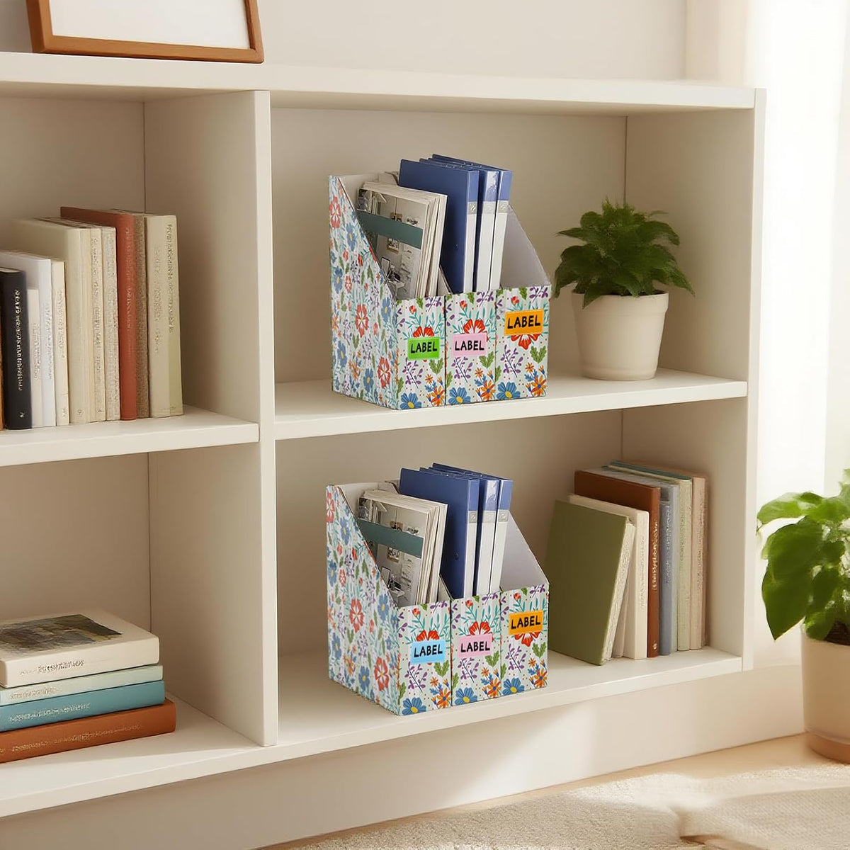 20 Pack Foldable Cardboard Magazine Holder, Vertical File Bin
