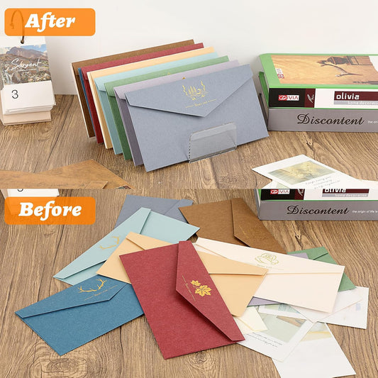 2 Packs Mail Organizer Plastic Cash Tray for Desk - 7 Slots File Organizer Clear Desktop Bill Divider Holder for Paper Envelope Document Book Money Eyeshadow Makeup Palette