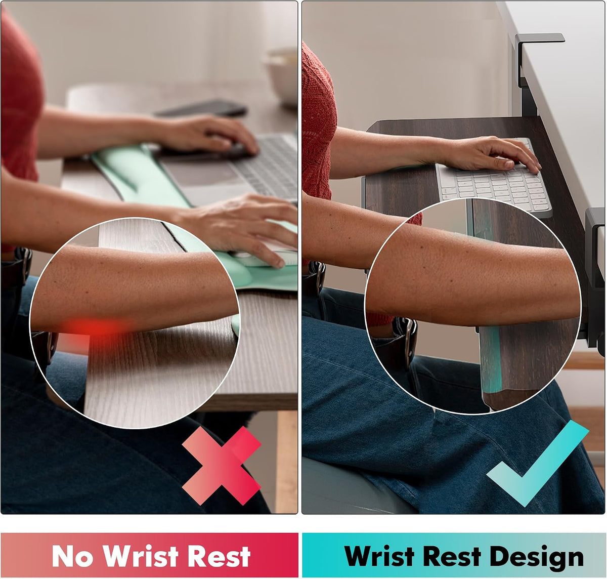 Fenge Keyboard Tray Under Desk, Pull Out Keyboard & Mouse Tray with C Clamp Mount, Sliding Keyboard Holder for Desk, 25.6 x 11.8 inch Large Slide-Out Platform Computer Drawer for Typing