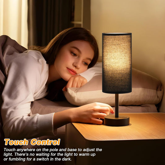 Dicoool Bedside Table Lamp for Bedroom - 3-Way Dimmable Touch Lamp, USB A+C