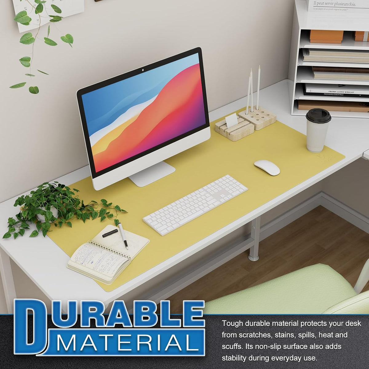 K KNODEL Large Office Leather Desk Mat, Mouse and Keyboard Pad, Computer and Laptop Mat, Desktop Protector and Cover, Writing Pad and Blotter (31.5"x15.7", Black)