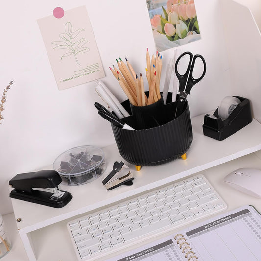 SKYDUE Pink Desk Accessories 10Pcs, Rotating Pen Holder for Desk, Stapler, Staple Remover, Tape Dispenser,2pcs Tape Refills, Binder Paper Clips Kit, Scissor,Pink Office School Supplies