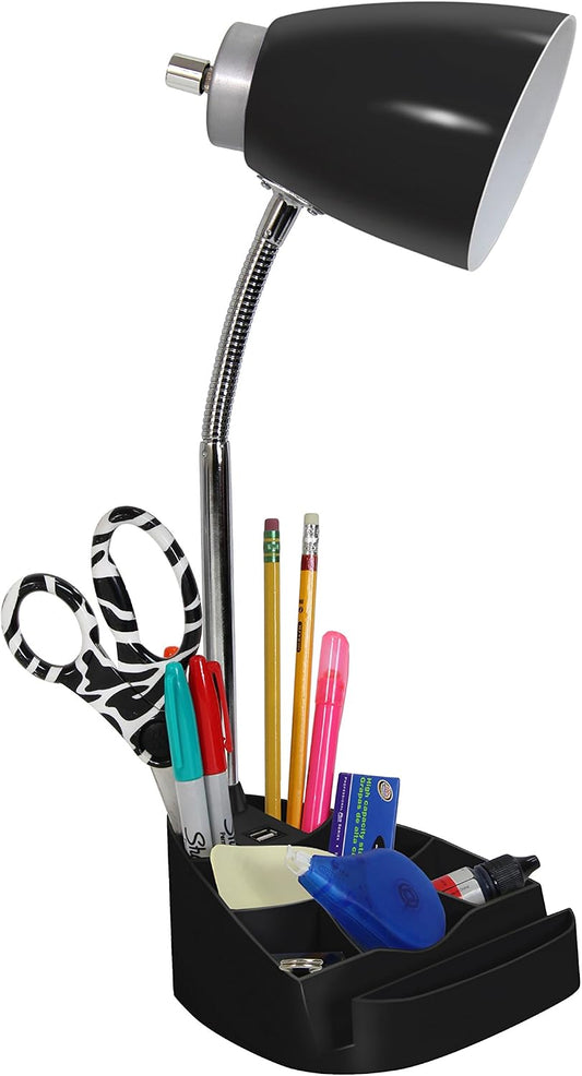 Limelights LD1056-BLK Desk Lamp Organizer with iPad Tablet Book Stand and USB Charging Port, Black
