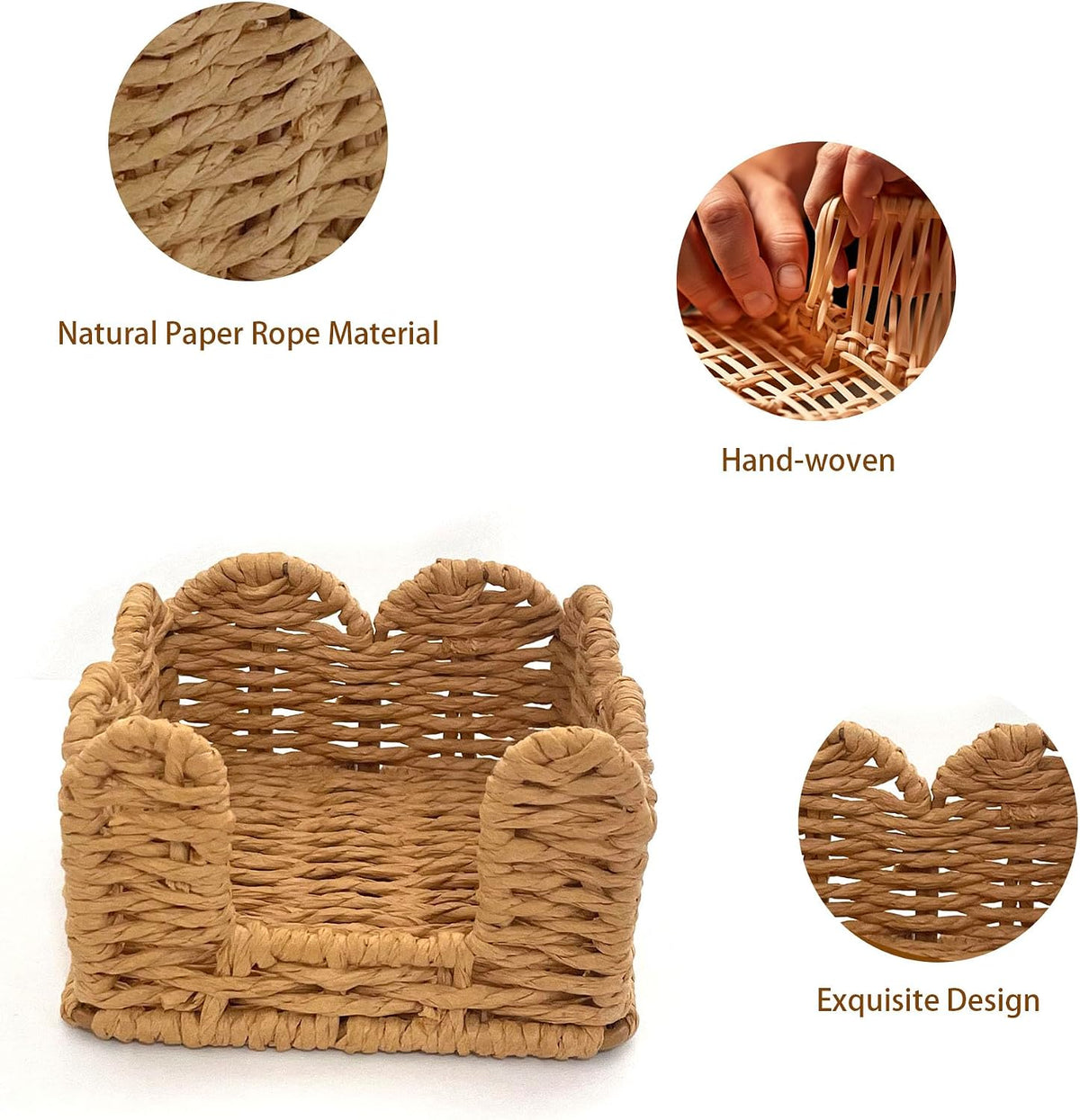 Sticky Note Holder, 3 x 3 Inch Paper Rope Woven Sticky Note Dispenser, Post It Note Dispenser for Office Desk Accessories, Memo Pad Holder Dispenser Organizer for School Office Desk Supplies
