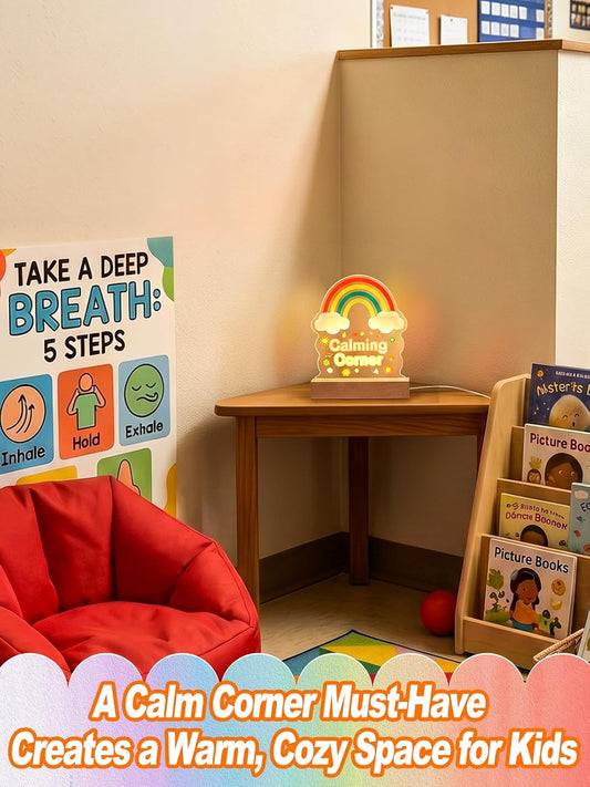 Rainbow Classroom Lamp for Calm Down Corner Supplies - Acrylic Desk Lamp Sign for Boho Classroom Decor Reading Corner Teacher Office, USB Powered