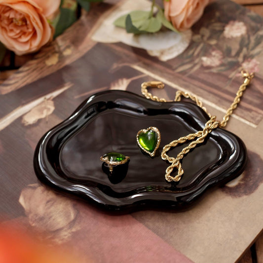 Jewelry Dish Trinket Tray for Women, Ring Dish Holder, Unique Cloud Shape Ceramic Plate Cute Things Vanity Aesthetic Room Decor Mother's Day Birthday (White)