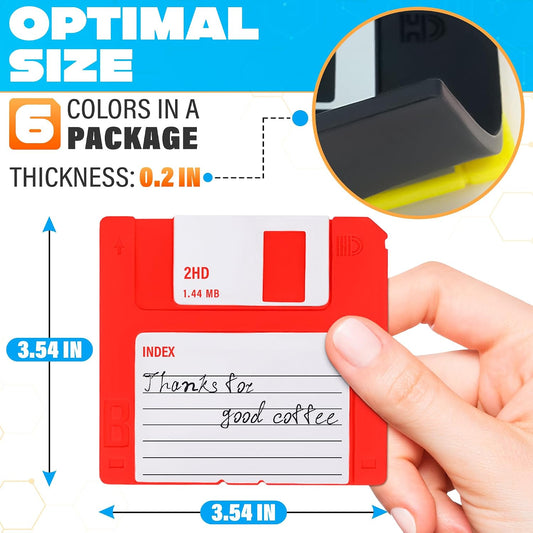 6 Pcs Retro Floppy Coaster for Desk, 3.54"x3.54", Non-Slip Silicone