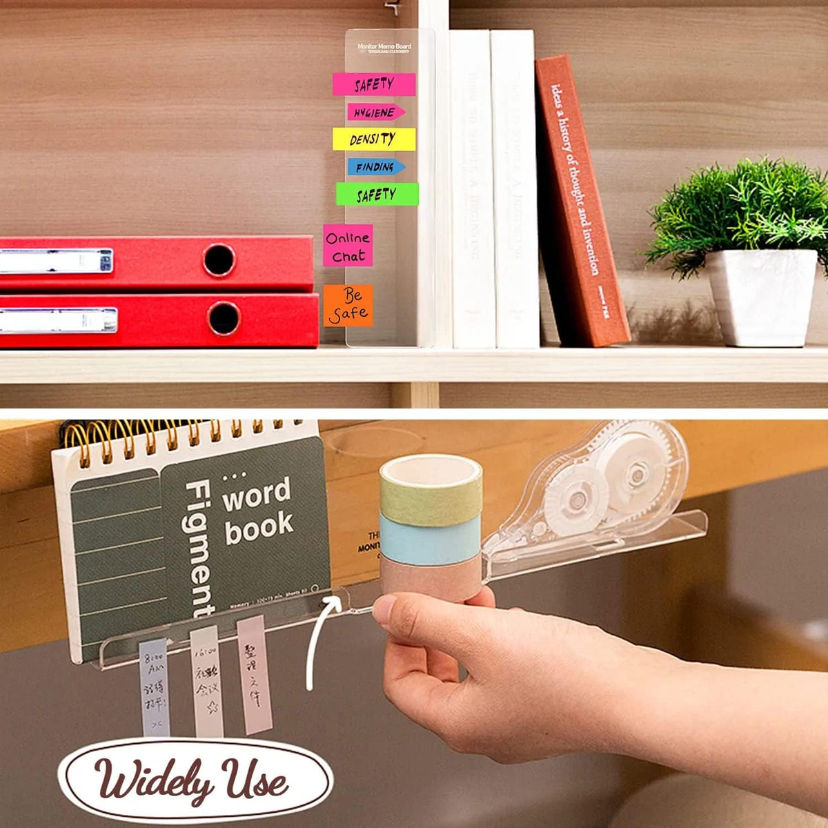 3PCS Monitor Memo Board (Left, Right & Bottom) Office Decor for Women Men, Desk Accessories Computer Monitor Memo Board with Phone Holder for Home Office Desktop, Comes with 1 Pack Sticky Note