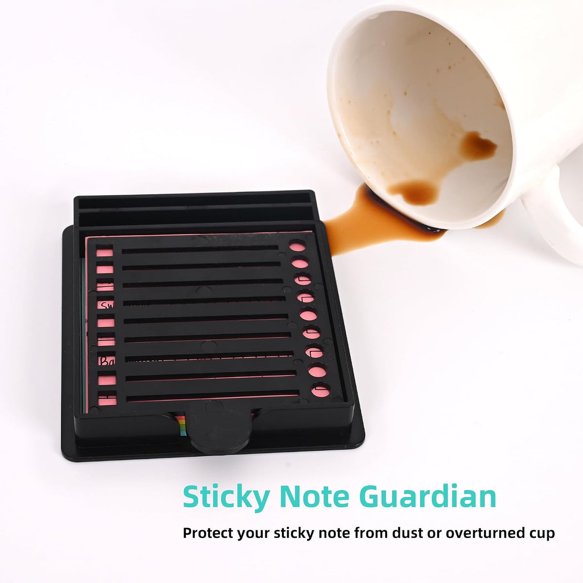 Sticky Note Holder and Stencil Compatible with 3x3 Post It Notes