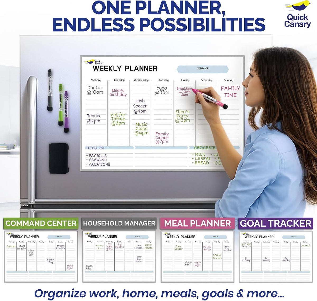 Large Magnetic Calendar for Refrigerator, Dry Erase Whiteboard Magnet