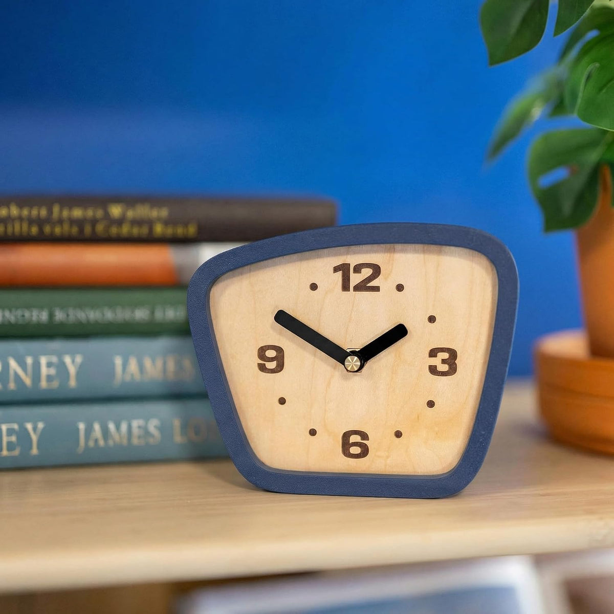Handcrafted Mid-Century Modern Desk Clock – Silent Movement Clock for Desk, Table & Mantel, No-Ticking Analog MCM Decor | Handcrafted in USA (Sedona, Classic)