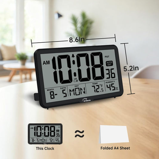 Auto Set Digital Wall Clock Battery Operated, Auto DST