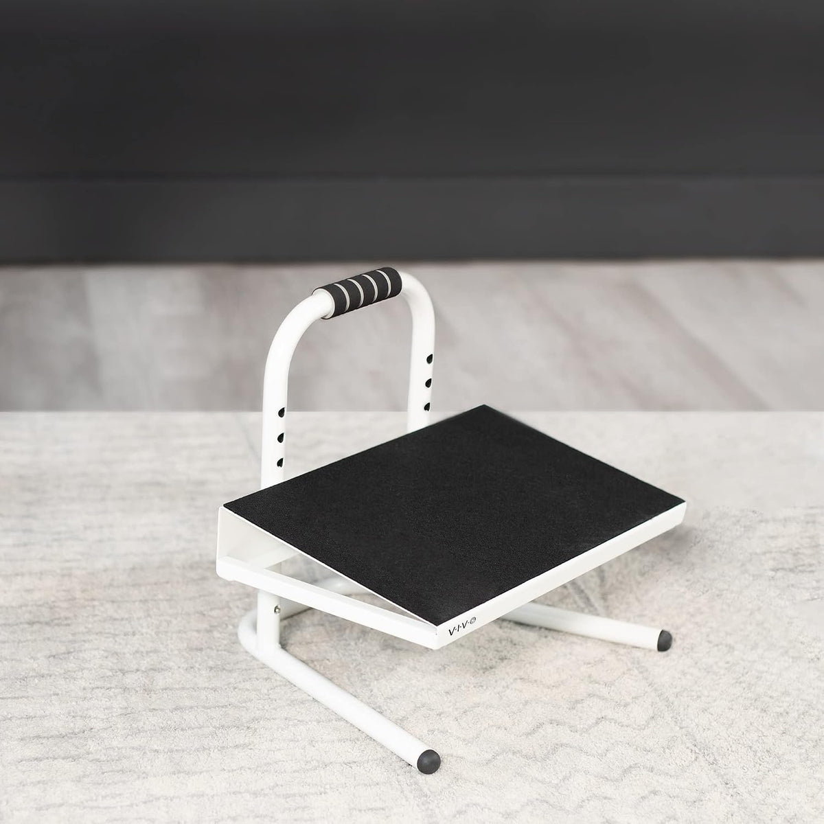Ergonomic Height Adjustable Foot Rest Relief Platform, Elevated Stool for Comfortable Sit to Stand Workstation, Non-Slip Surface, Portable, Home Office Classroom Use, Black, STAND-FT01