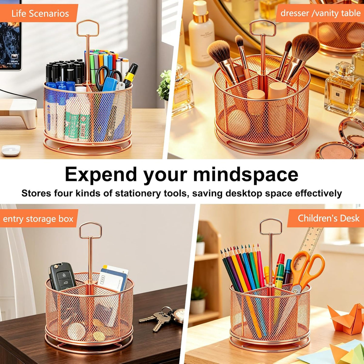 Pen Holder for Desk,360° Rotating Mesh Desk Organizer