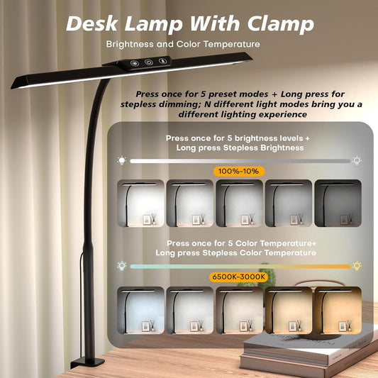 LED Desk Lamp with Clamp for Office Home