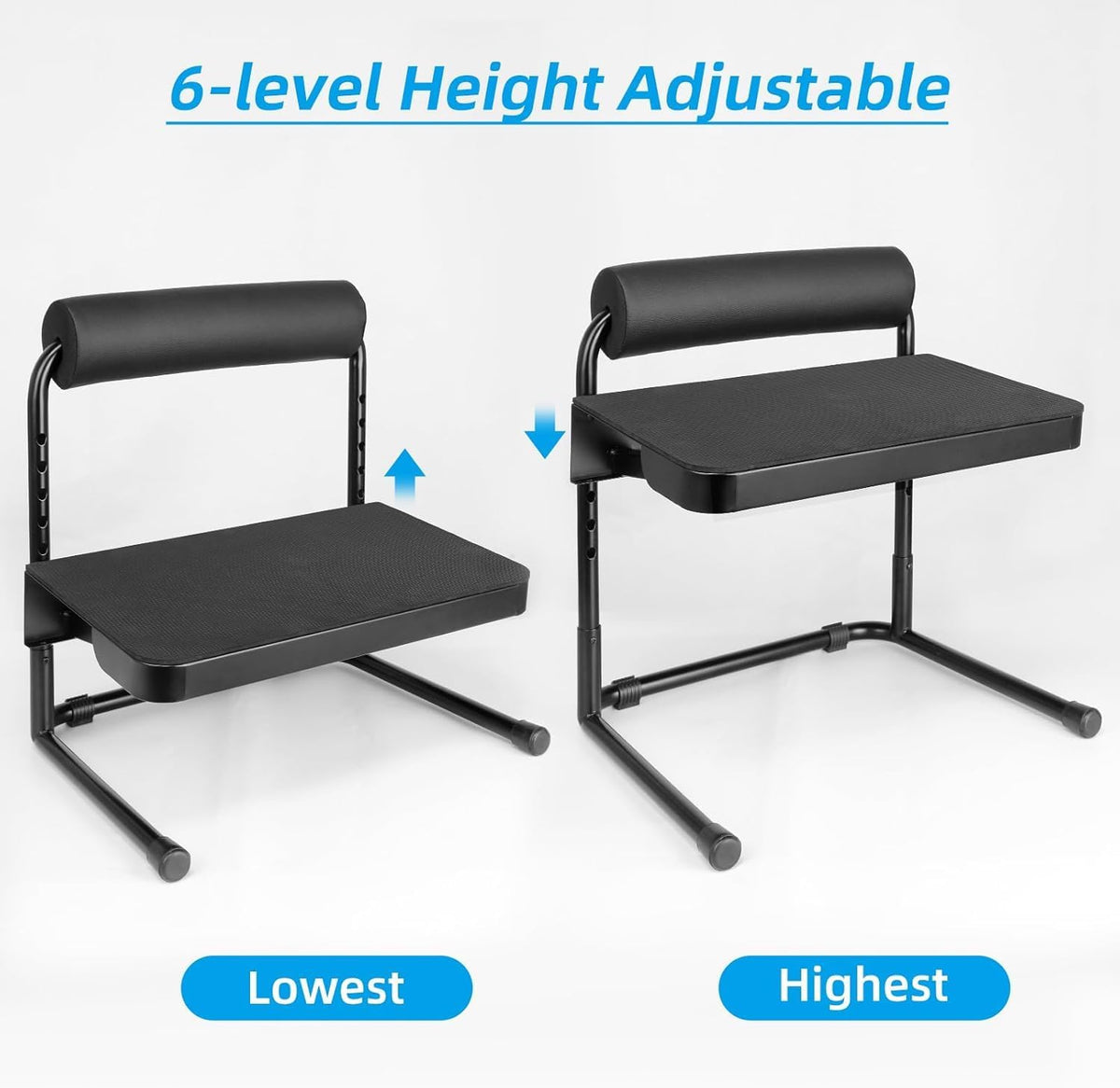 Adjustable Foot Rest Under Desk Footrest Leg Rest 6 Height Positions for Desk, Office Gaming Chairs Ergonomic with Relief Platform for Standing Desks,15.7" L × 12.9" D × 16.5" H