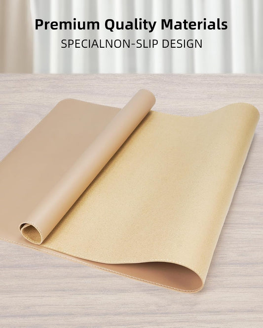 AFIING Large Desk Mat 55" x 24" - PU Leather Desk Pad Protector, Waterproof Non-Slip Extended Mouse Pad for Office Desk, Keyboard, Laptop and Home Workspace (Black)
