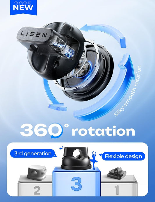 360°Rotating Cord Holder for Nightstand, Magnetic Clips