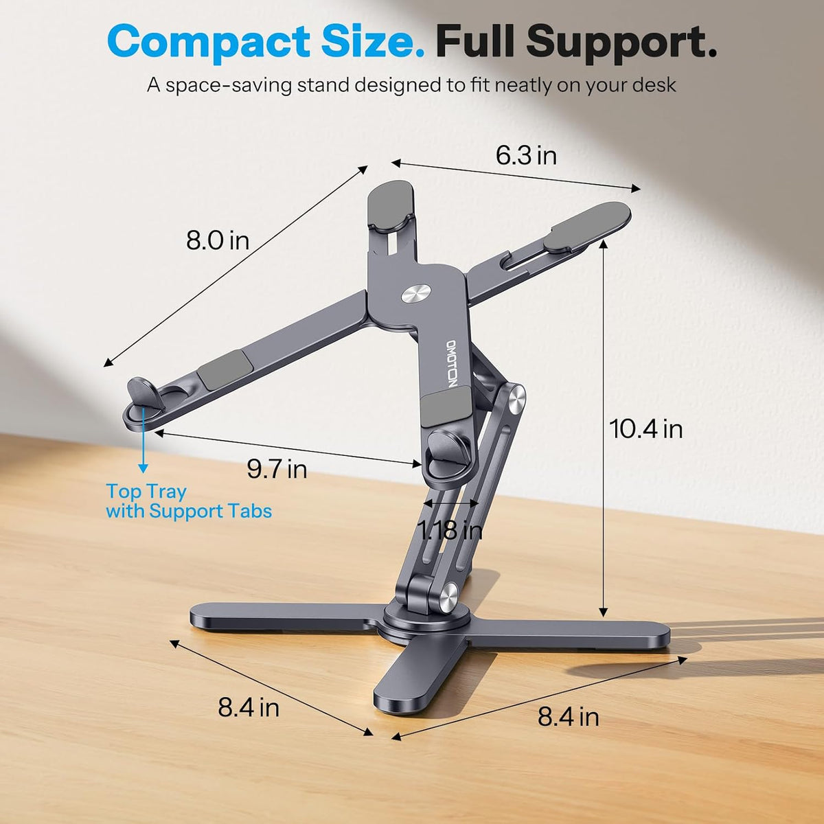 LA10 360° Rotating Laptop Stand Riser Foldable for Desk, Silver