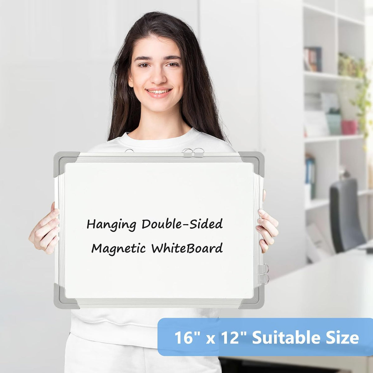 Double-Sided Magnetic Whiteboard Calendar for Wall, 16" x 12"