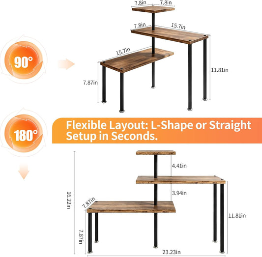 3 Tier Adjustable Countertop Organizer Corner Shelf