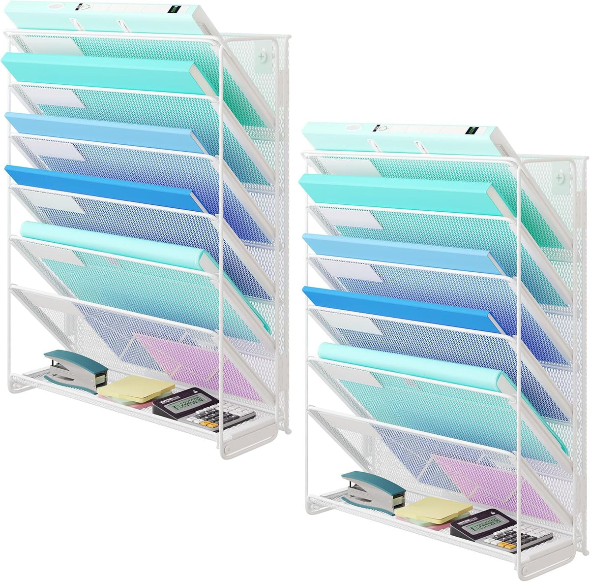 Kuntine.B Wall File Organizer Office Hanging Magazine Holder Wall File Organizer for Office Home (Black, 5 Tier)