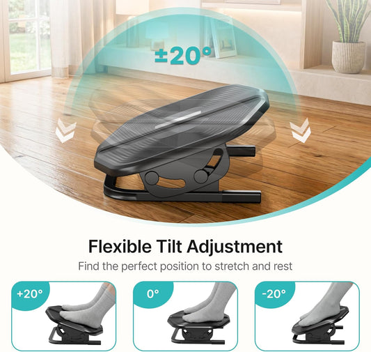 Footrest for Under Desk with Massage, Adjustable Tilt, Steel Base
