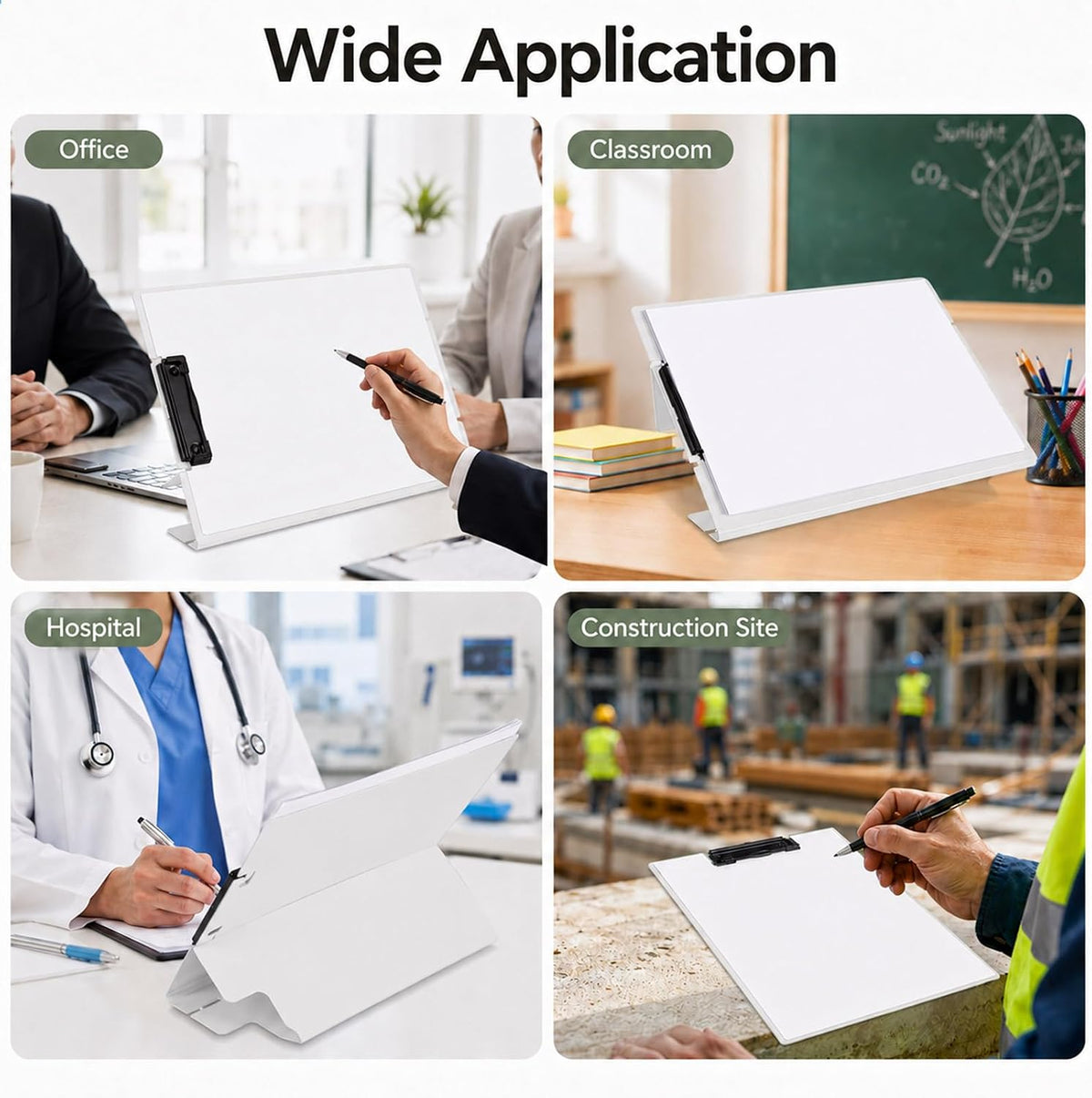 Free Standing Clipboard Foldable and Desktop Document Stand with Adjustable Buckles Metal Clip A4 File Folder Writing Board and Document Holder for School Classroom Office Business Use (Pink)
