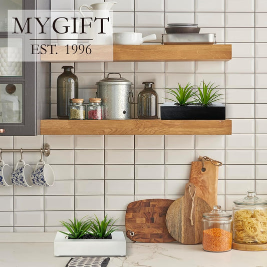 MyGift Fake Grass Plant in Rectangular Black Wood Planter (Black, 9.3 Inch)