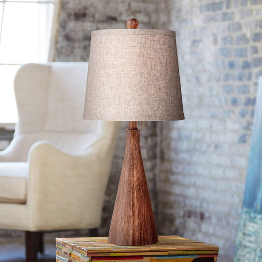 Fraiser 23 1/2" High Table Lamp Tapered Faux Wood Modern Brown