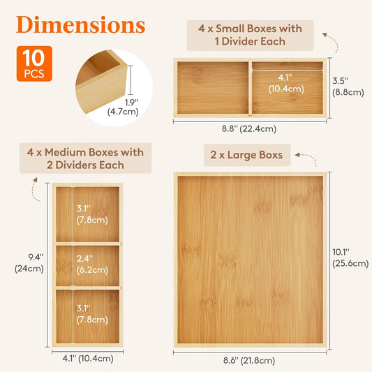 Drawer Organizers 10 Pack(22 Grid) with 12 Inserts