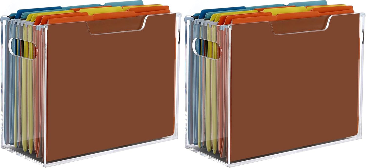 Acrylic File Folder Organizer, Hanging File Organizer Box, File Holder with Handles for Letter Size, Clear File Box Desktop Folder Storage for Office Home Work -1 Pack
