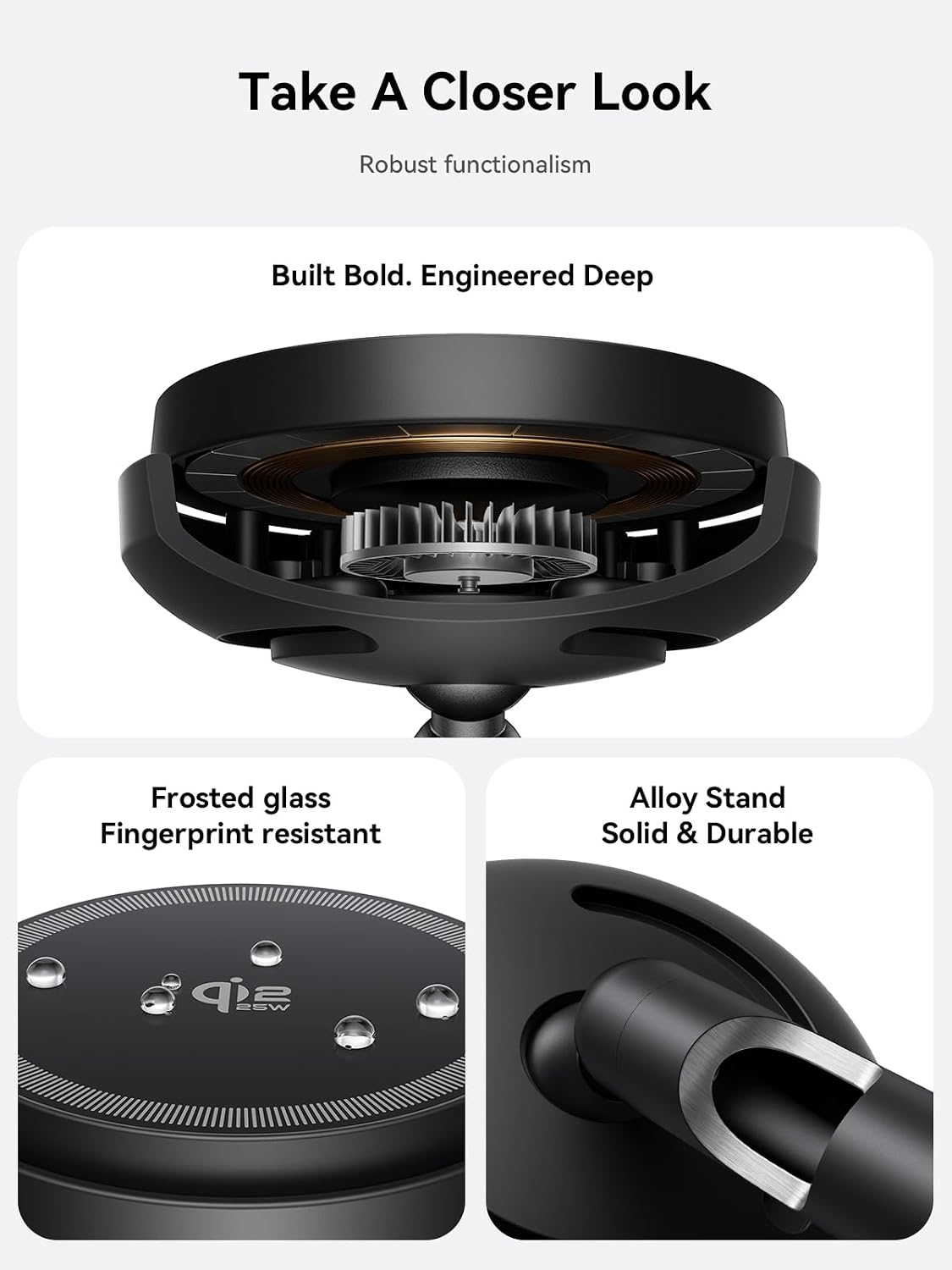 Qi2.2 25W Wireless Charger Stand with Cooling Fan & LED Light