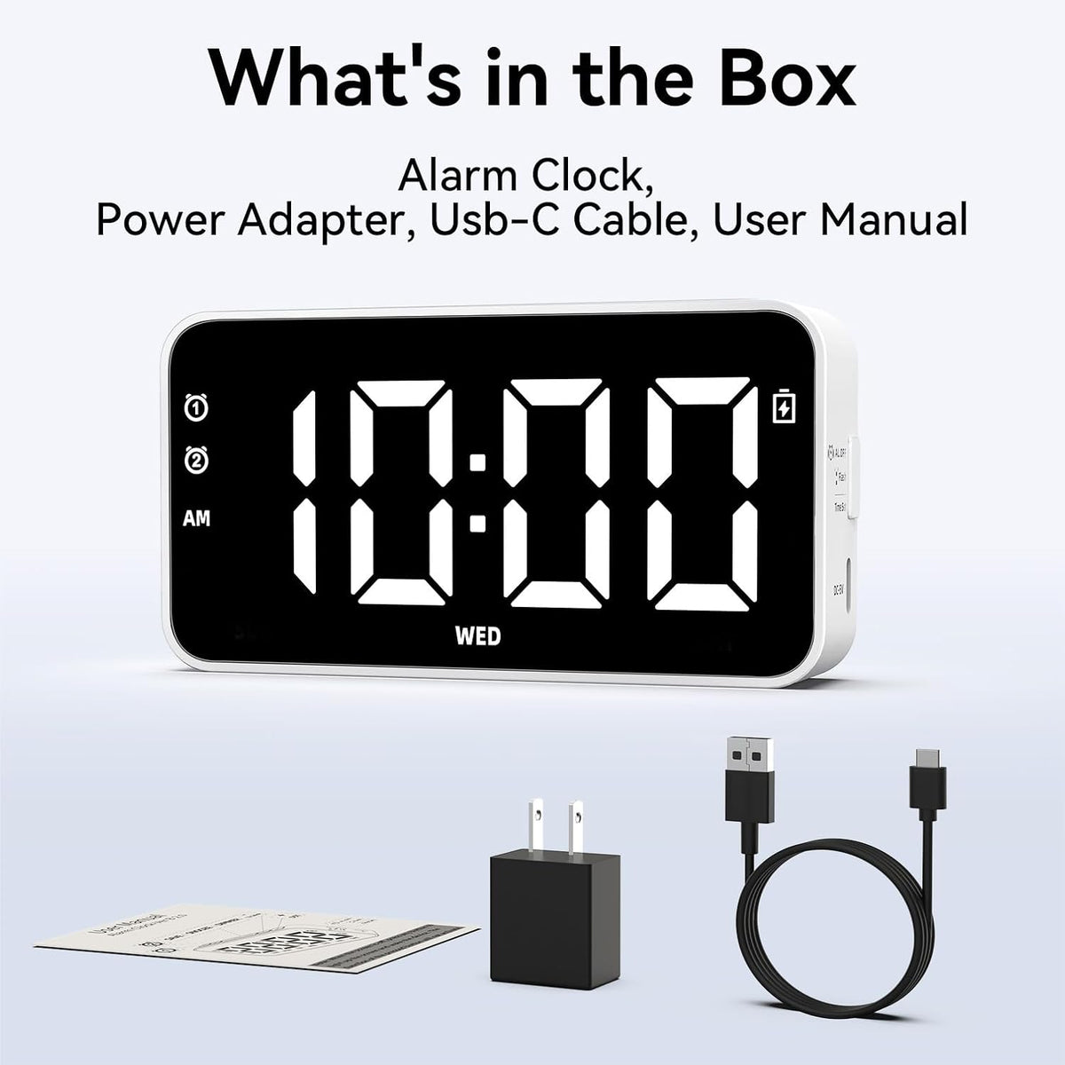 Plug in Digital Alarm Clocks with Rechargeable Backup Battery for Bedrooms Living Room Study Loud Bedside Desk Clock with Memory Function Dual Alarm 3 Modes Weekends Weekdays Every Day for Kids Adults