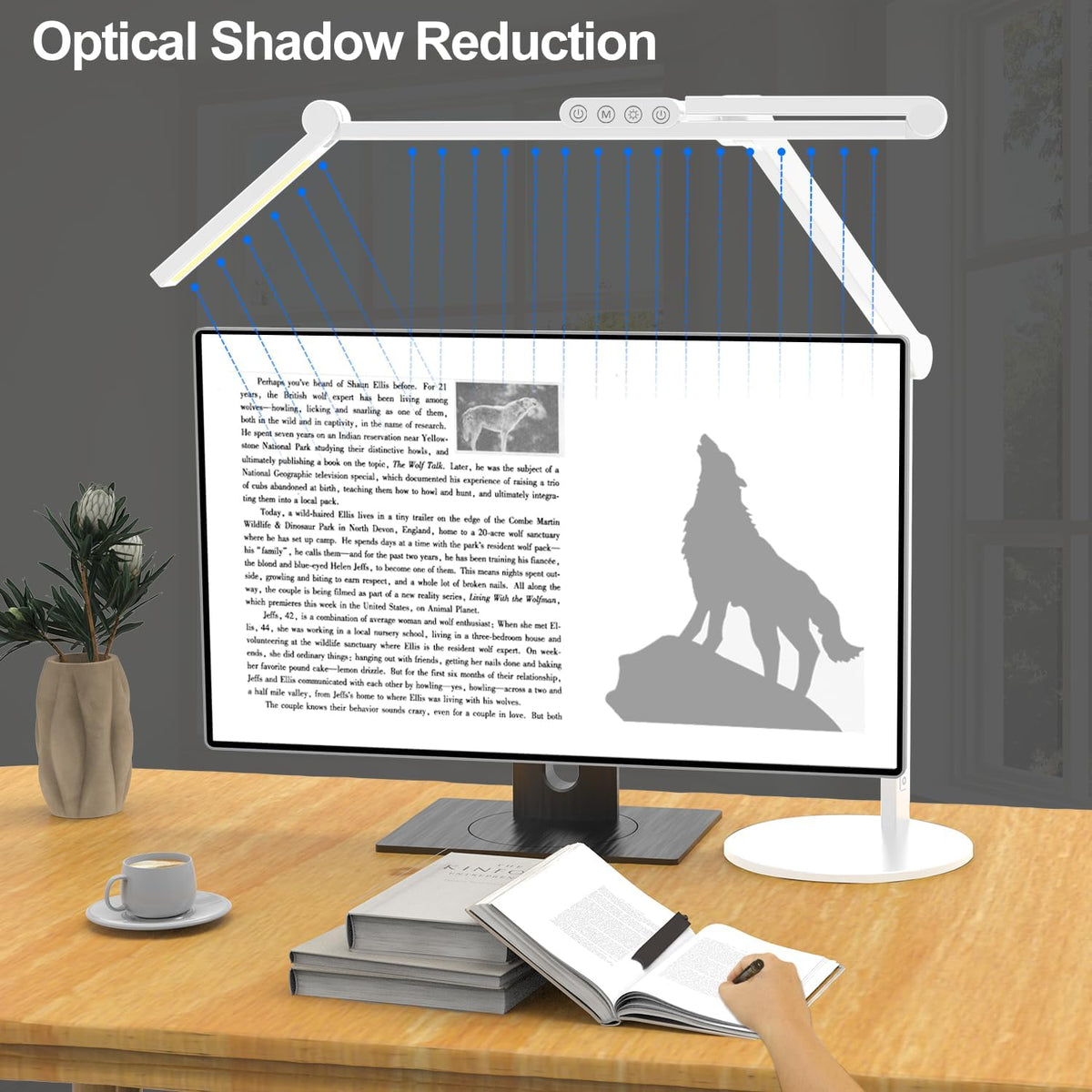 Architect Desk Lamp with Atmosphere Lighting, Adjustable Led Desk Light for Home Office with Base, 24W Bright Auto Dimming Table Light with Rotatable Swing Arm for Workbench Computer