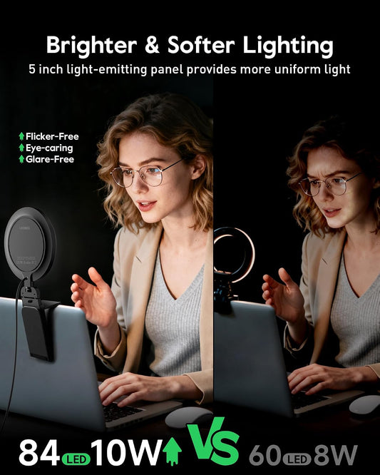 Ring Light for Computer, Eye-Care Lighting for Zoom Call, Streaming