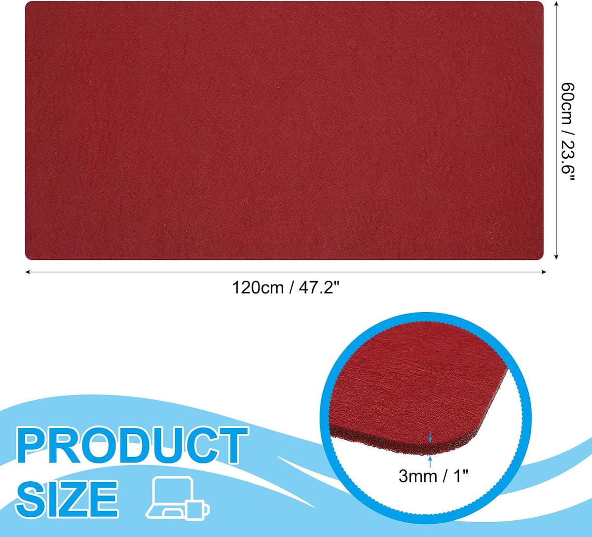 47.2" x 23.6" Large Felt Desk Pad Protector, Non-Slip Desk Mat Full Table Mouse Pad Keyboard Mats for Laptop Computer Writing Desk Table Gaming Home, Dark Gray