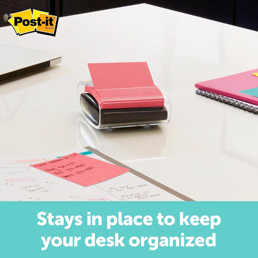 Pop-up Notes Dispenser, 3x3 in, Black Base Clear Top, Pack Includes Dispenser and a 45-Sheet Pad of Pop-up Notes (WD-330-BK)