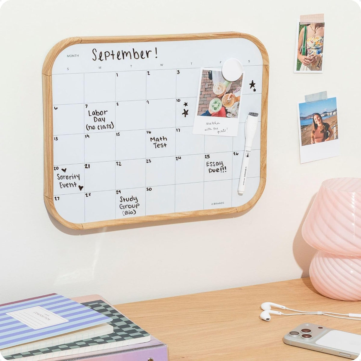 Magnetic Monthly Calendar Whiteboard, 14" x 11", Dry Erase Monthly Planner Board, Magnetic Calendar for Home, Office, Kitchen, Classroom, Includes Marker & Magnet