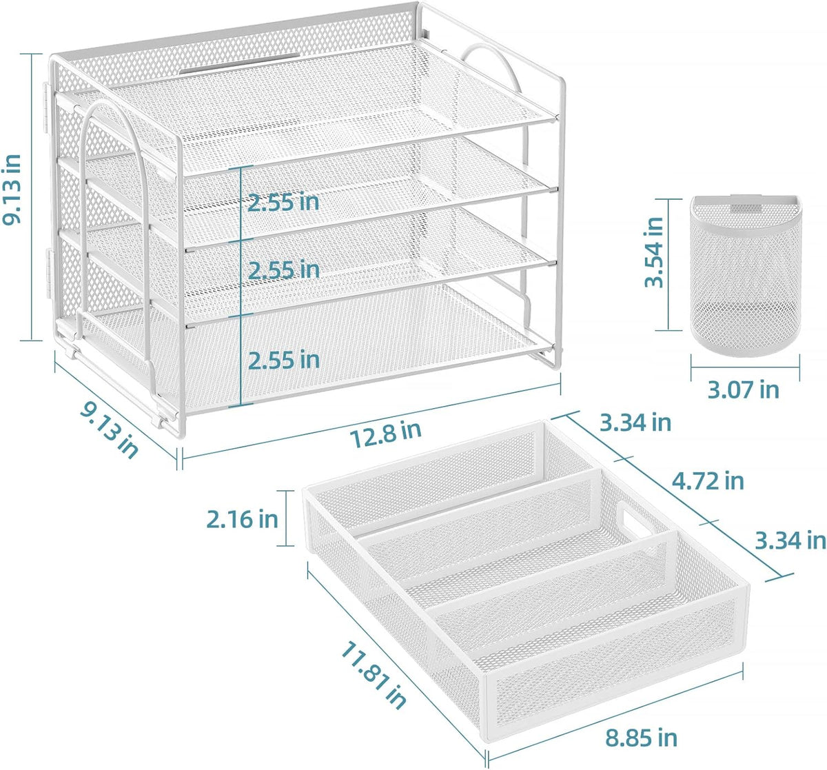 Desk Organizer, 4-Tier Paper File Letter Tray, Black