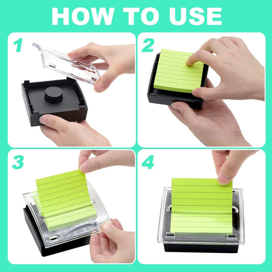 1 Pcs Pop Up Sticky Note Dispenser Sticky Note Holder Pop Up Note Dispenser Transparent Top for 3 x 3 Inch Sticky Notes School Office Home Store Black Base Clear Top (1)